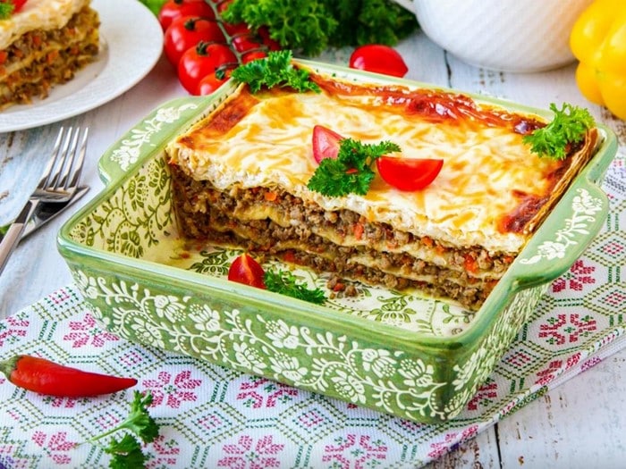 запеканка из лаваша и фарша