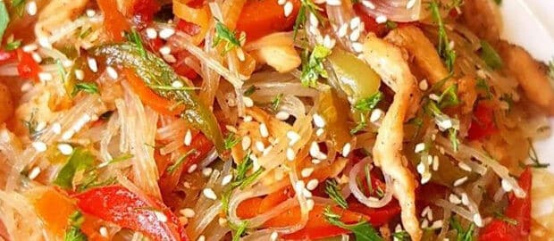 фунчоза с курицей и овощами